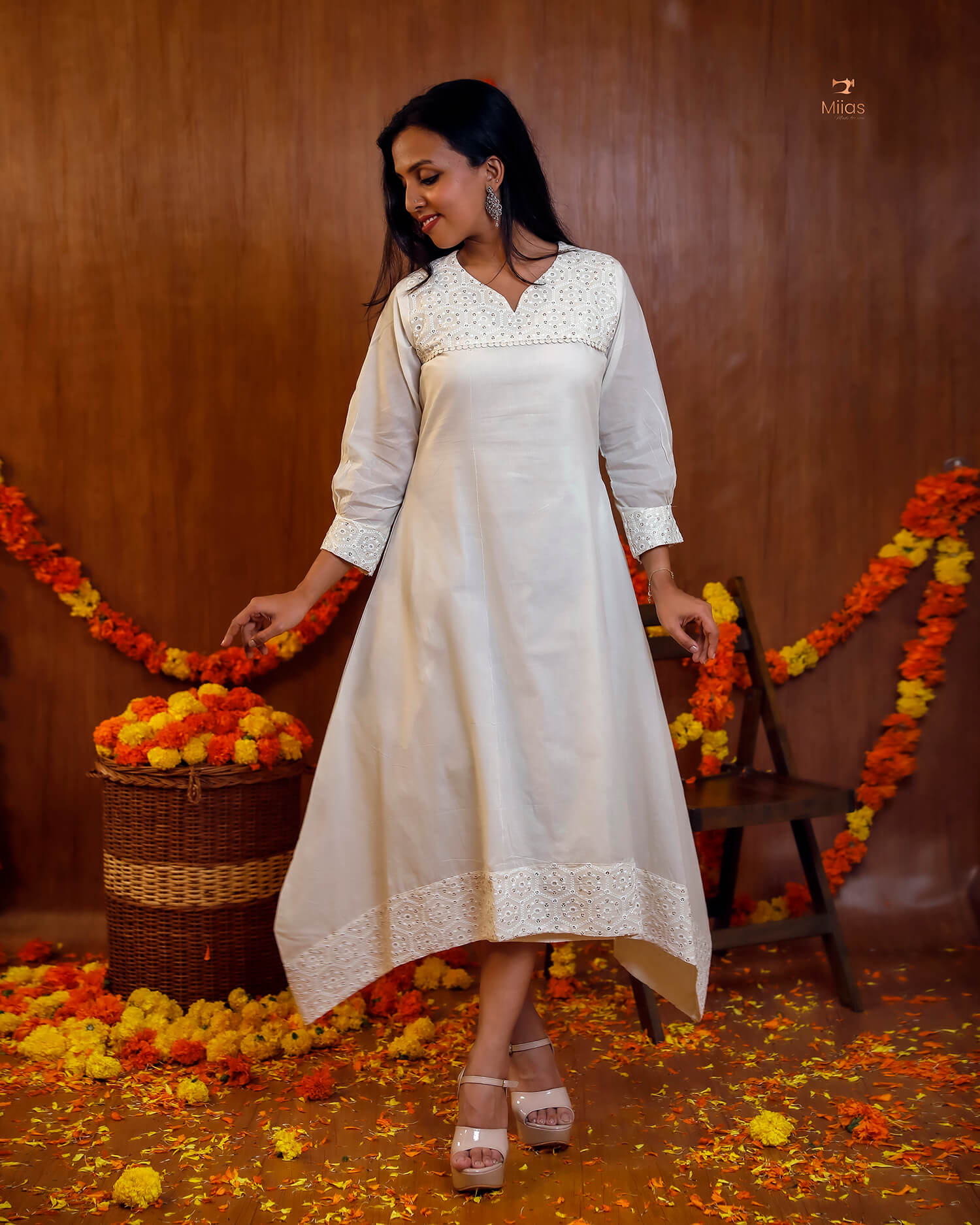 Sequined Kora Cotton Kurti – Breathable & Stylish