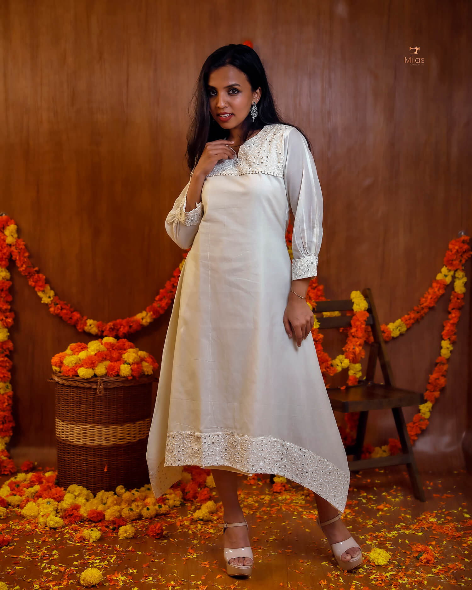 Sequined Kora Cotton Kurti – Breathable & Stylish