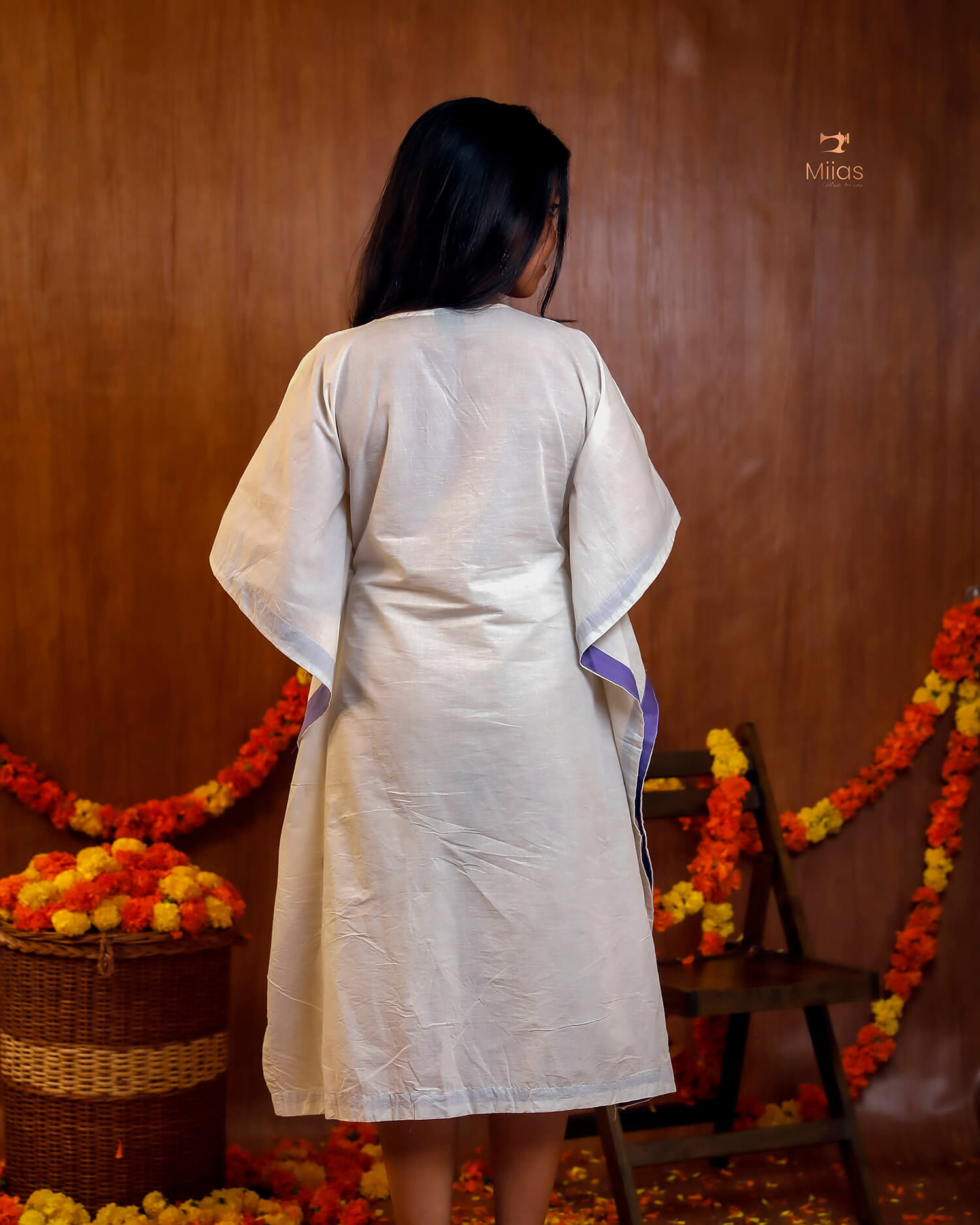 Embroidered Cotton Kaftan Dress – Relaxed V-Neck Resort Wear