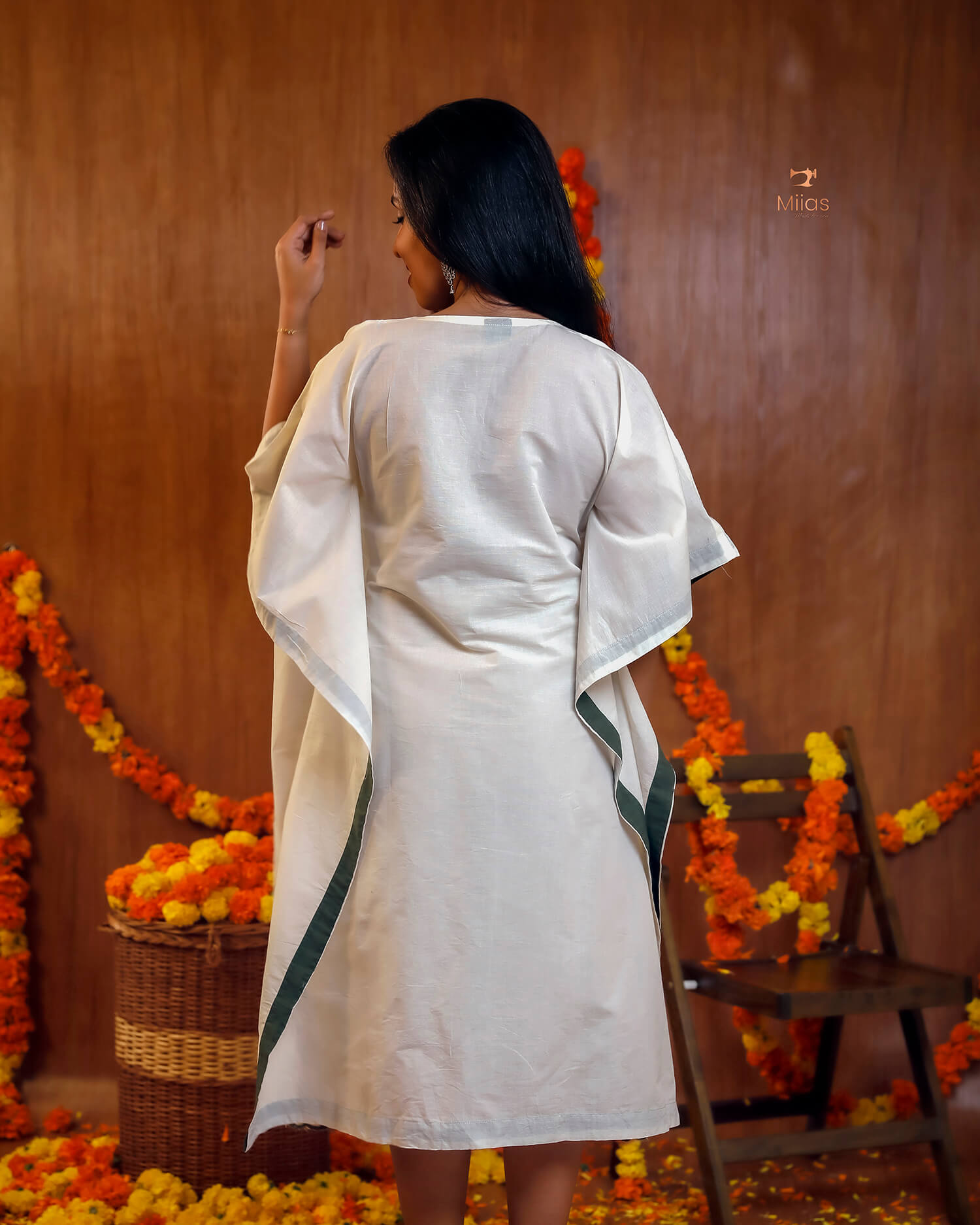 Embroidered Cotton Kaftan Dress – Relaxed V-Neck Resort Wear