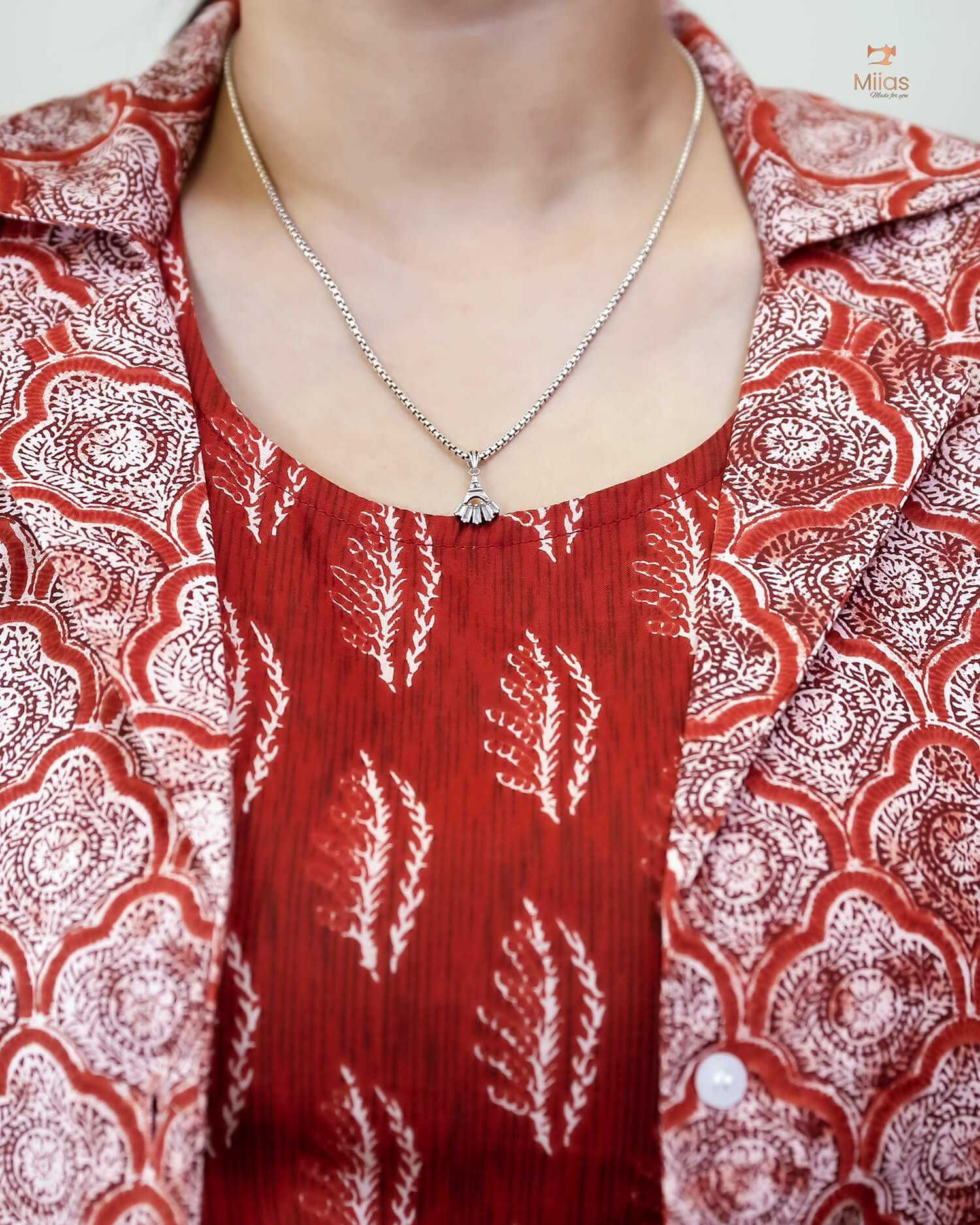 Cotton 3-Piece Set: Sleeveless Top, Bottom & Jacket-Orange Red