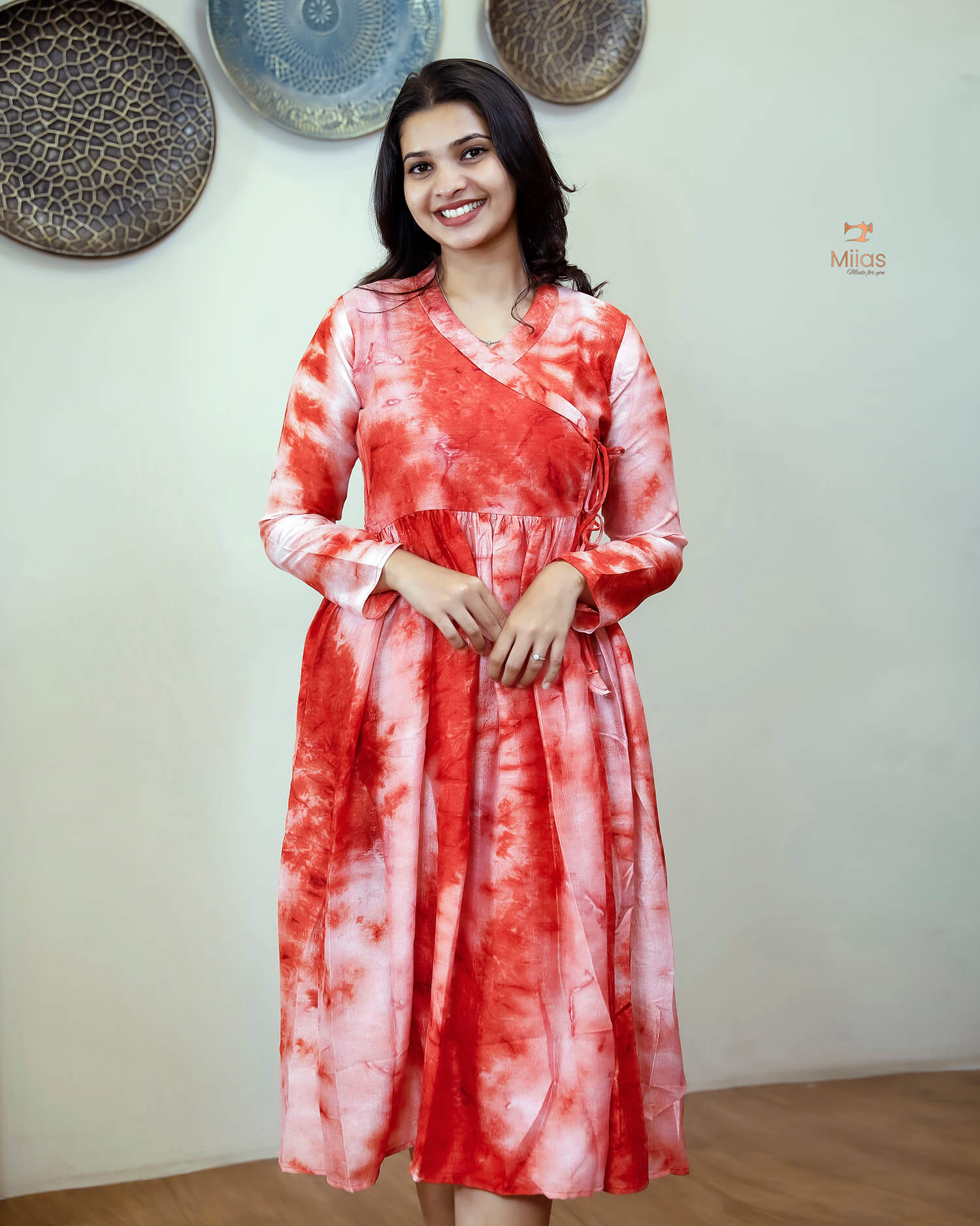 Badri Silk Angrakha Kurti - Timeless Tie & Dye-Orange
