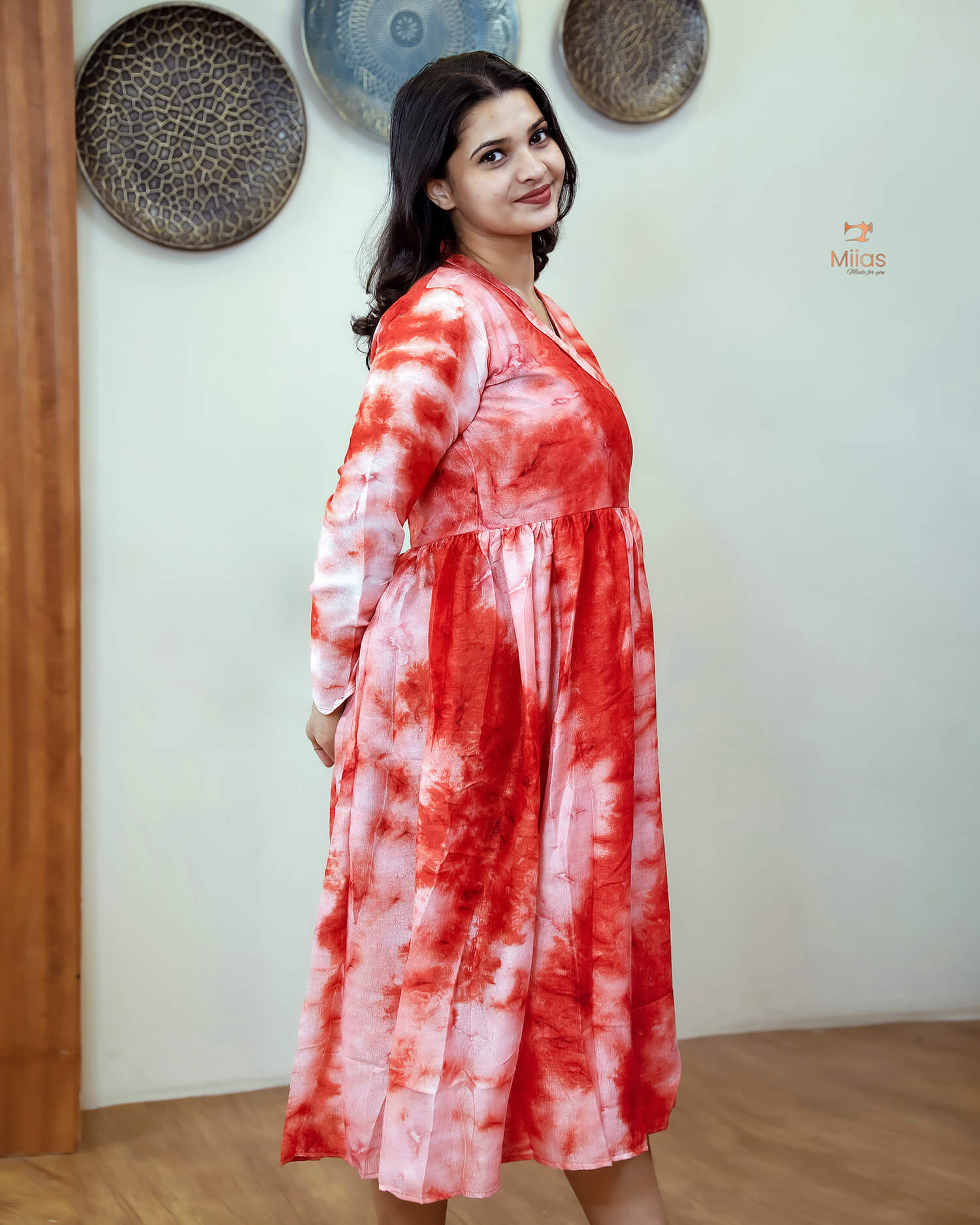 Badri Silk Angrakha Kurti - Timeless Tie & Dye-Orange