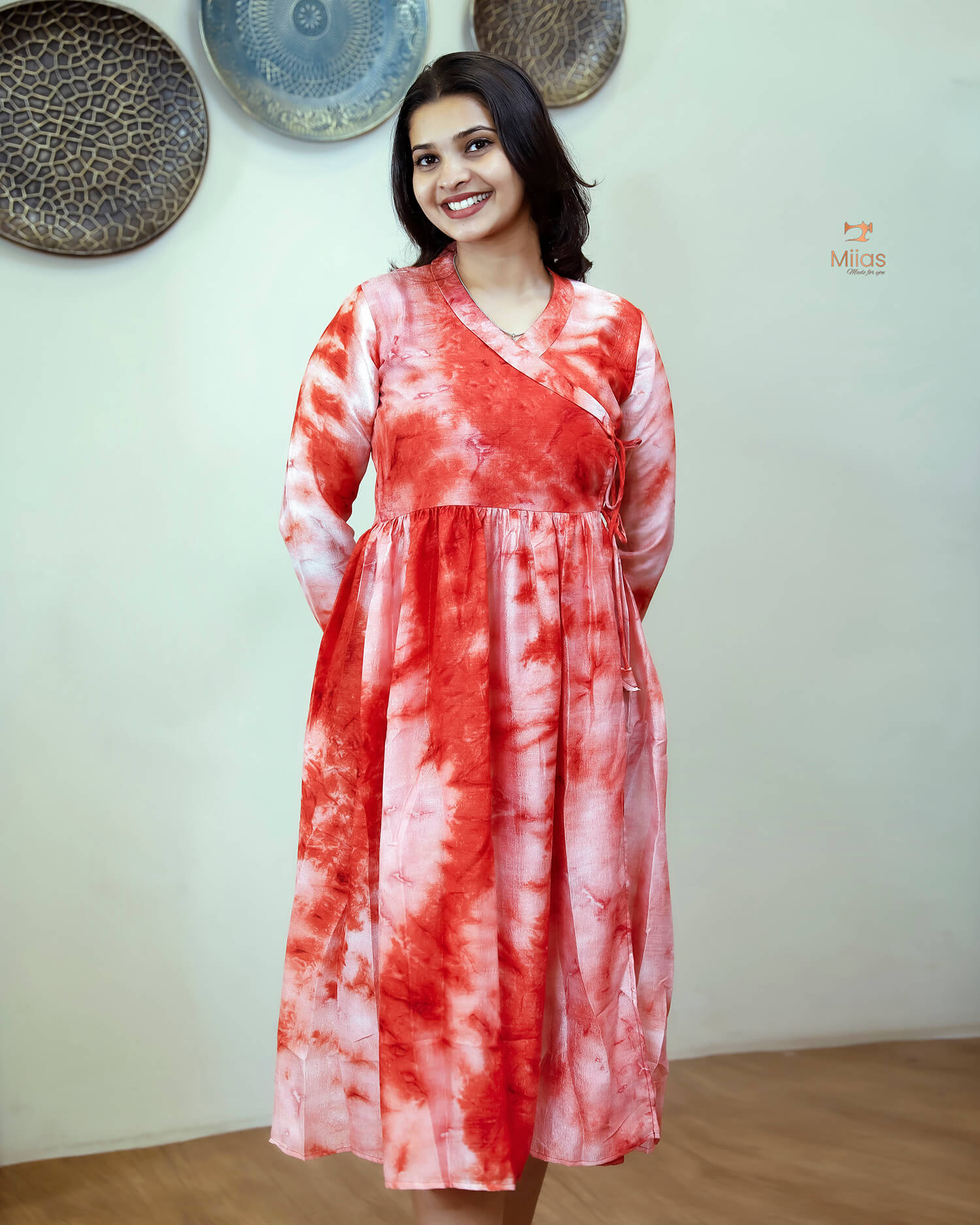 Badri Silk Angrakha Kurti - Timeless Tie & Dye-Orange
