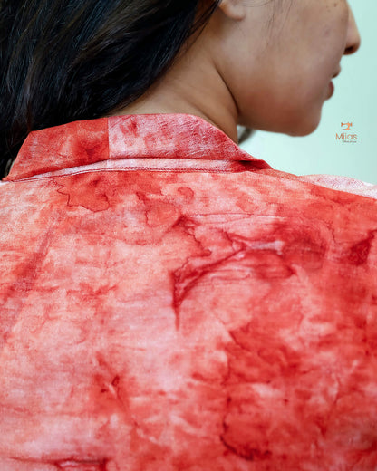 Badri Silk Angrakha Kurti - Timeless Tie & Dye-Orange