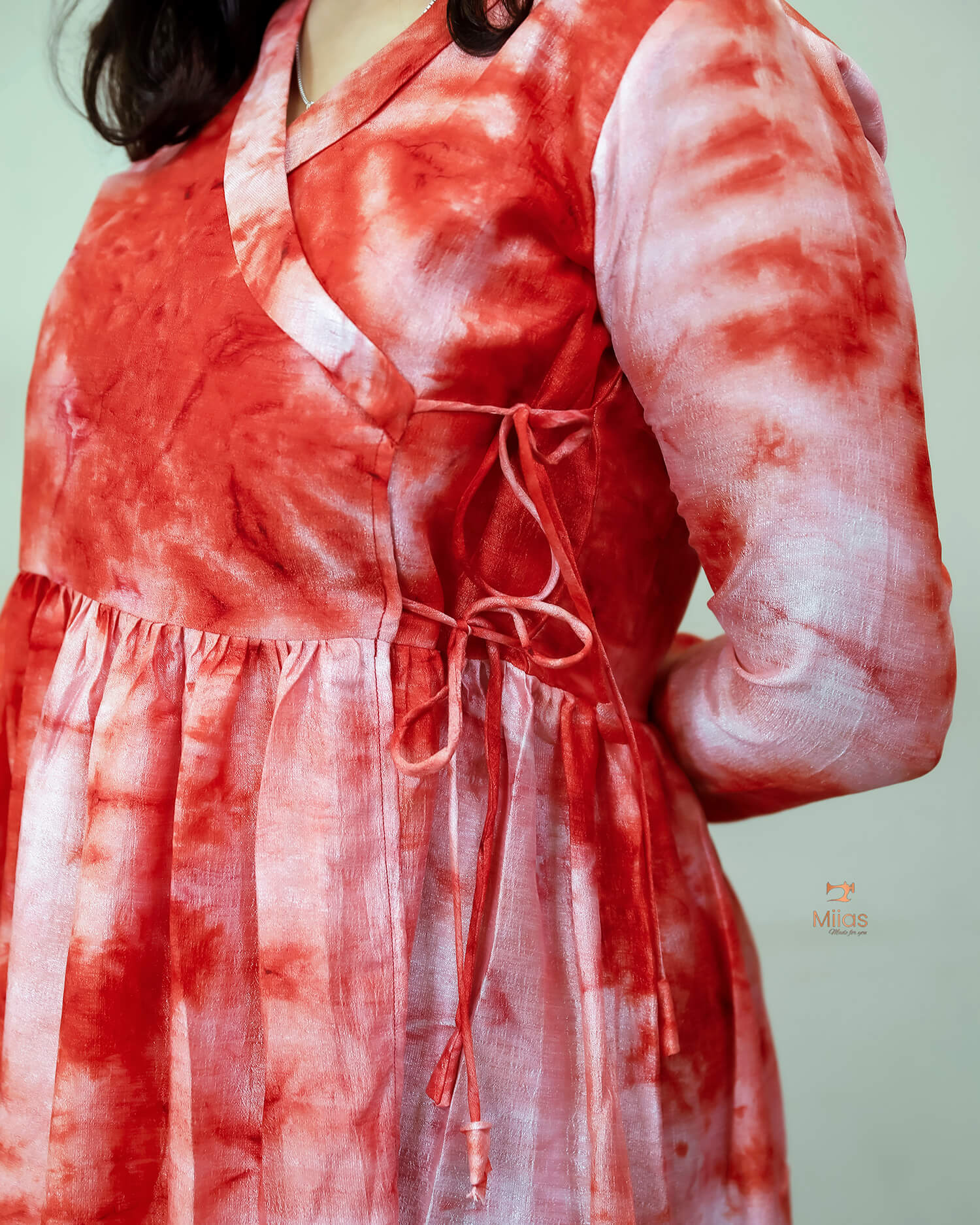 Badri Silk Angrakha Kurti - Timeless Tie & Dye-Orange