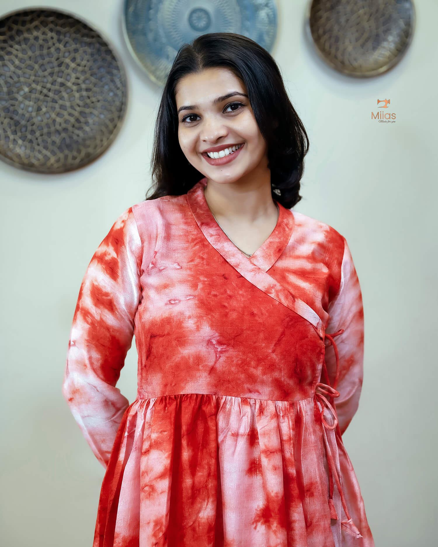 Badri Silk Angrakha Kurti - Timeless Tie & Dye-Orange