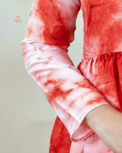 Badri Silk Angrakha Kurti - Timeless Tie & Dye-Orange