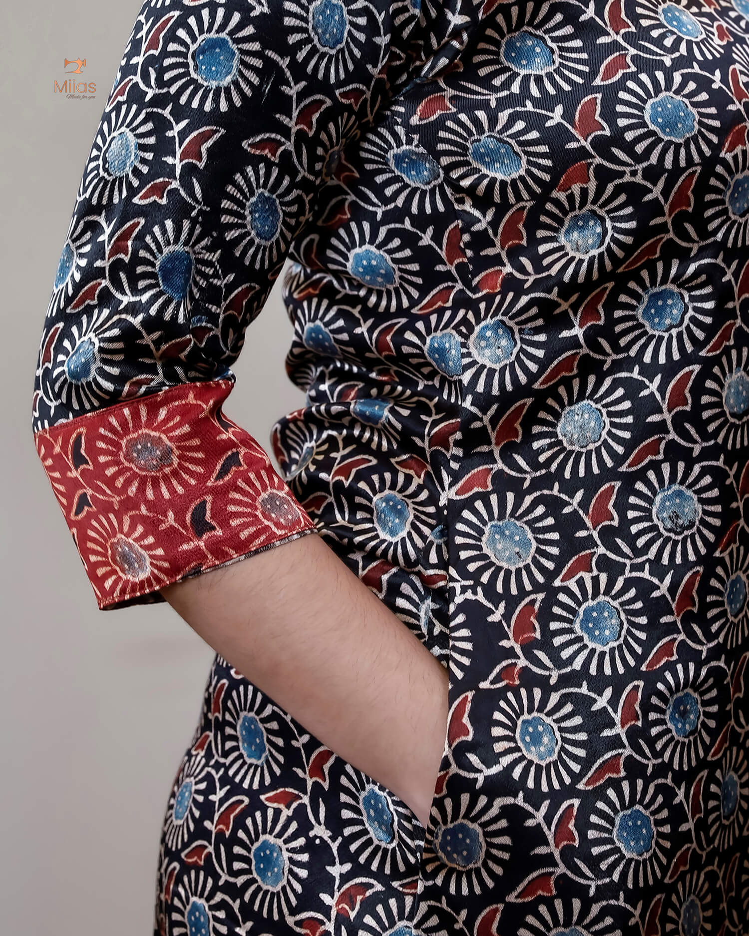 Mashru Silk Kurti: Overlapped Front & Sequins