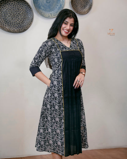 Cotton Kurti with Pintuck Smocking & Pocket