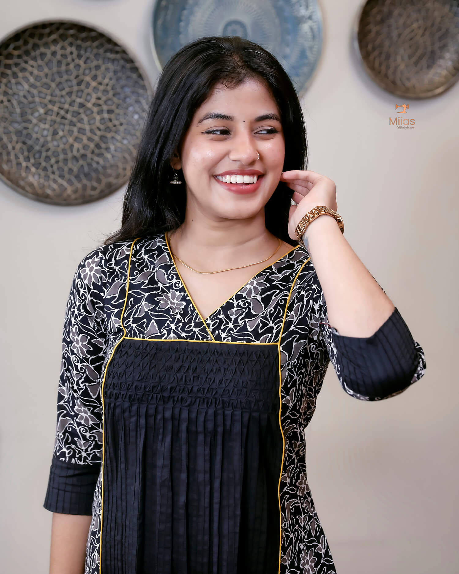 Cotton Kurti with Pintuck Smocking & Pocket