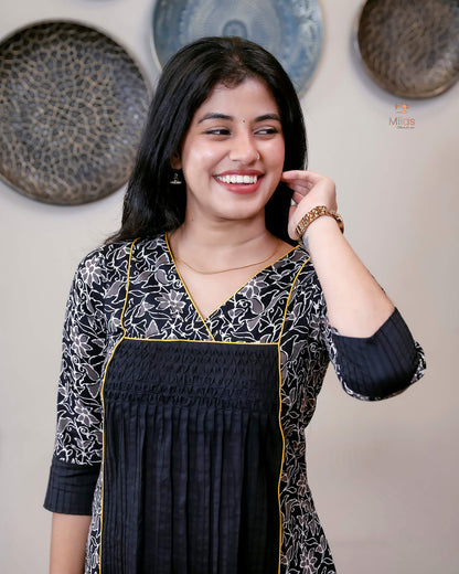 Cotton Kurti with Pintuck Smocking & Pocket