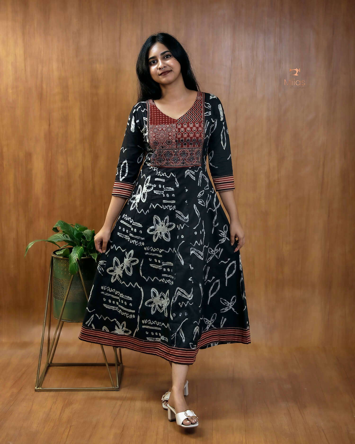 Elegant Ajrakh Print Cotton Kurti with Mirror & Bead Work - South Cotton
