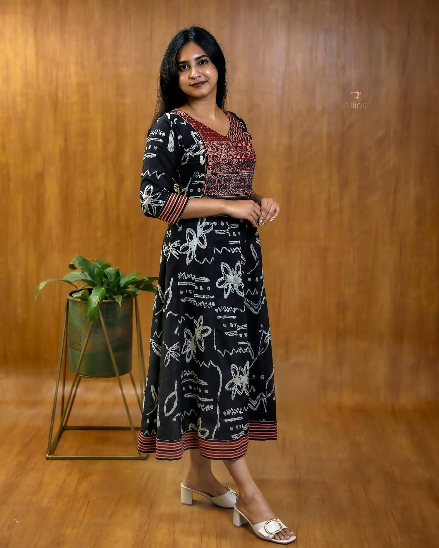 Elegant Ajrakh Print Cotton Kurti with Mirror & Bead Work - South Cotton
