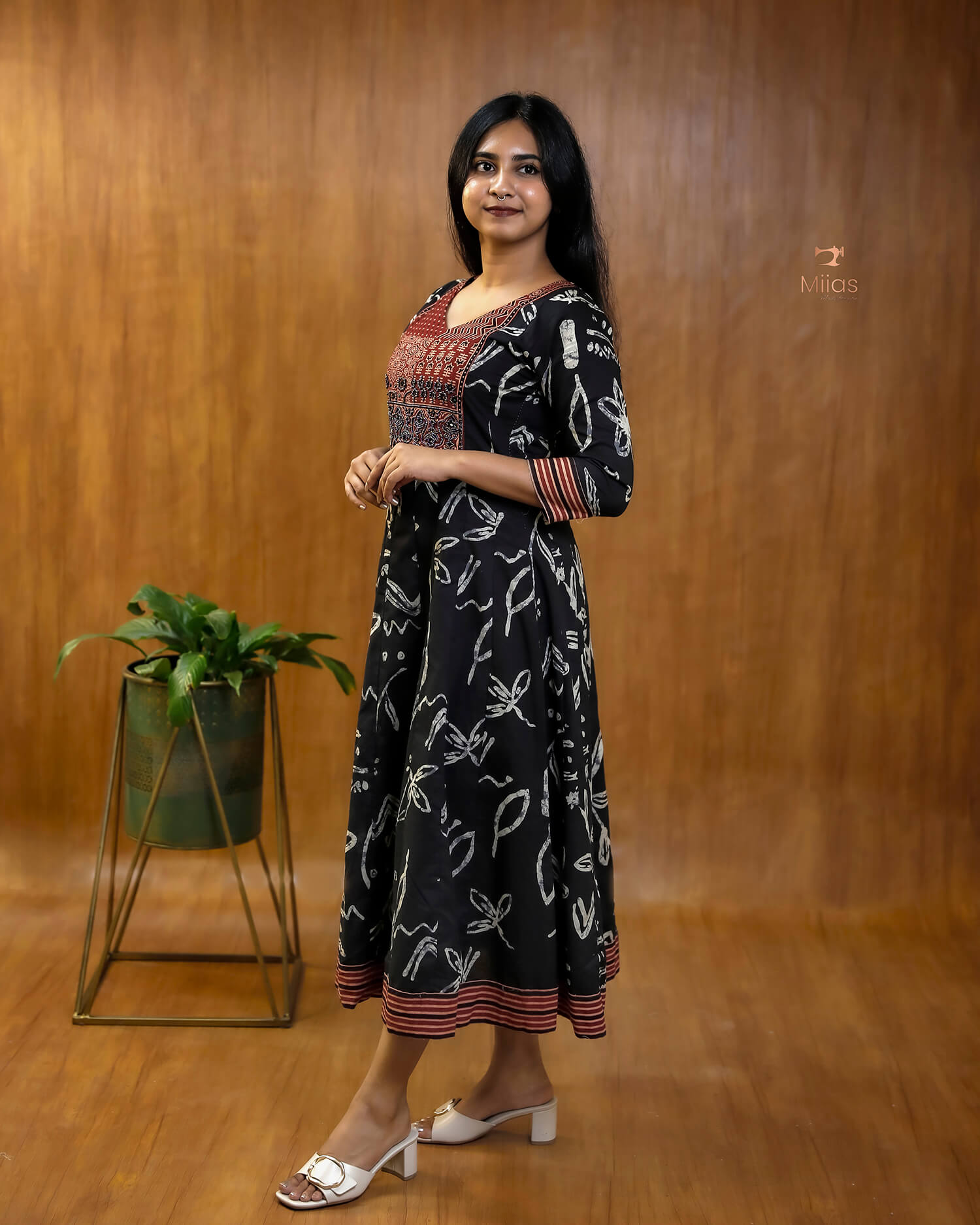 Elegant Ajrakh Print Cotton Kurti with Mirror & Bead Work - South Cotton