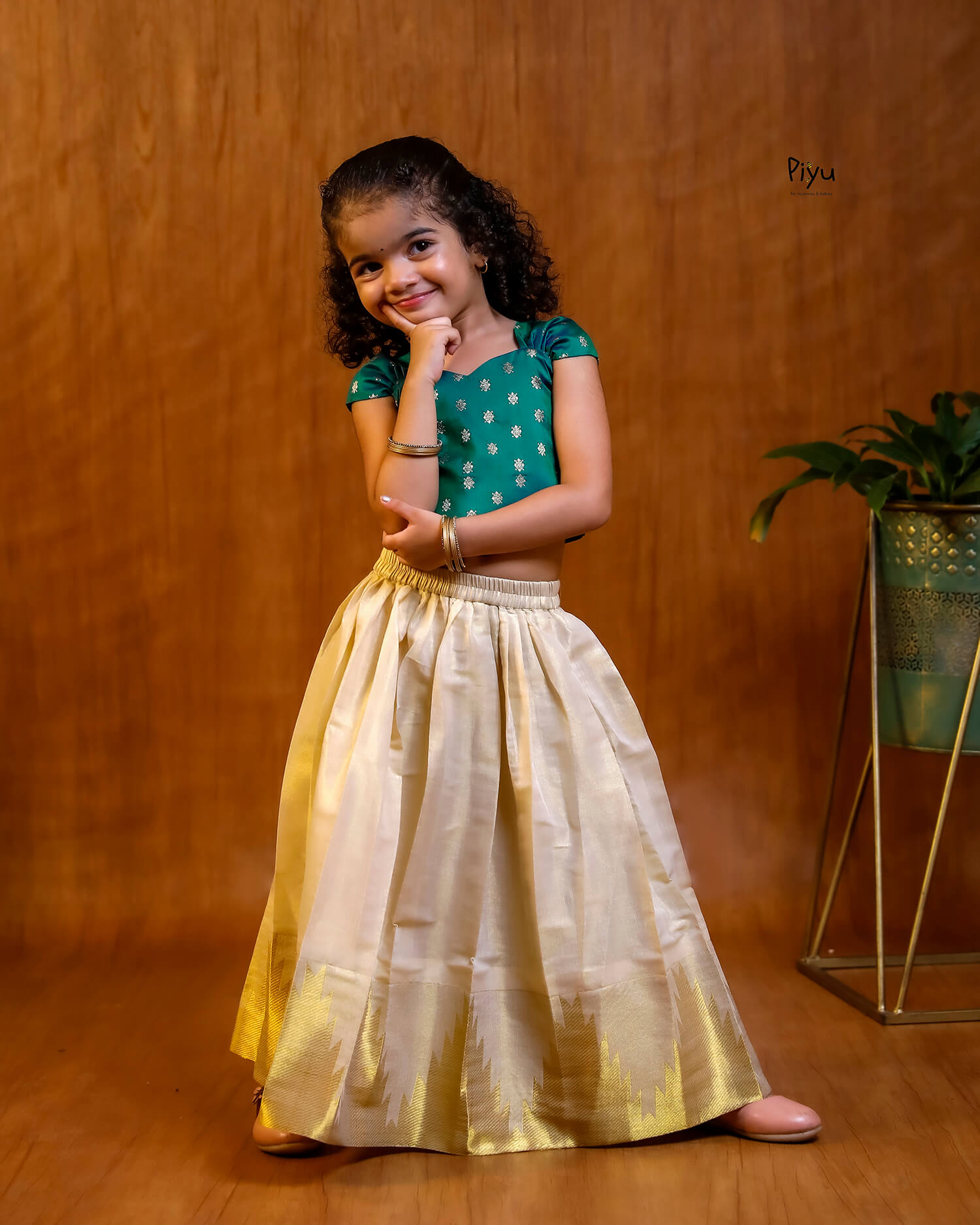 Elegant Banarasi Crop Top & Lined Skirt Set – Festive Sweetheart Neckline