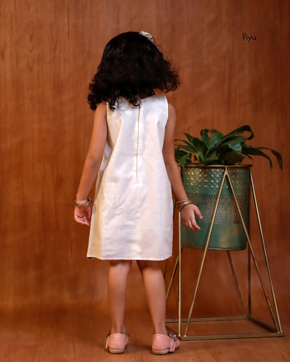 Soft Kora Cotton Embroidered Frock – Twirly A-Line Dress for Kids