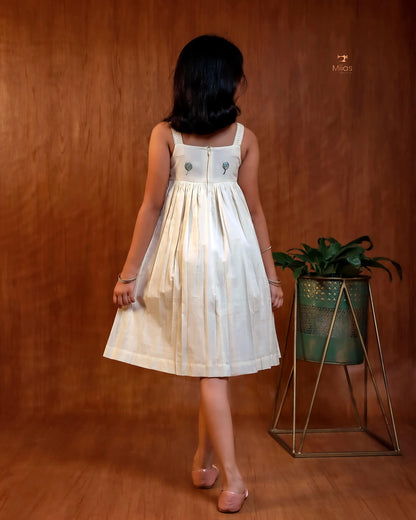 Adorable Self-Embroidered Kora Cotton Frock for Kids – Light & Comfy