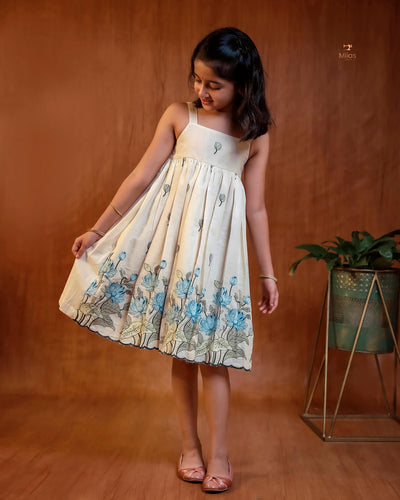 Adorable Embroidered Kora Cotton Frock for Kids – Light & Comfy