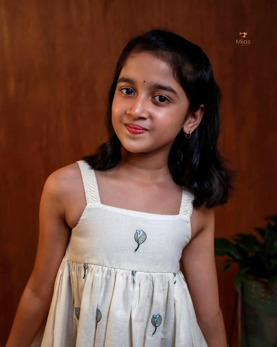 Adorable Embroidered Kora Cotton Frock for Kids – Light & Comfy
