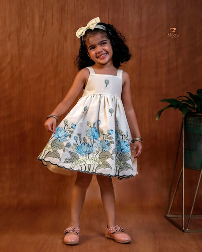 Adorable Embroidered Kora Cotton Frock for Kids – Light & Comfy