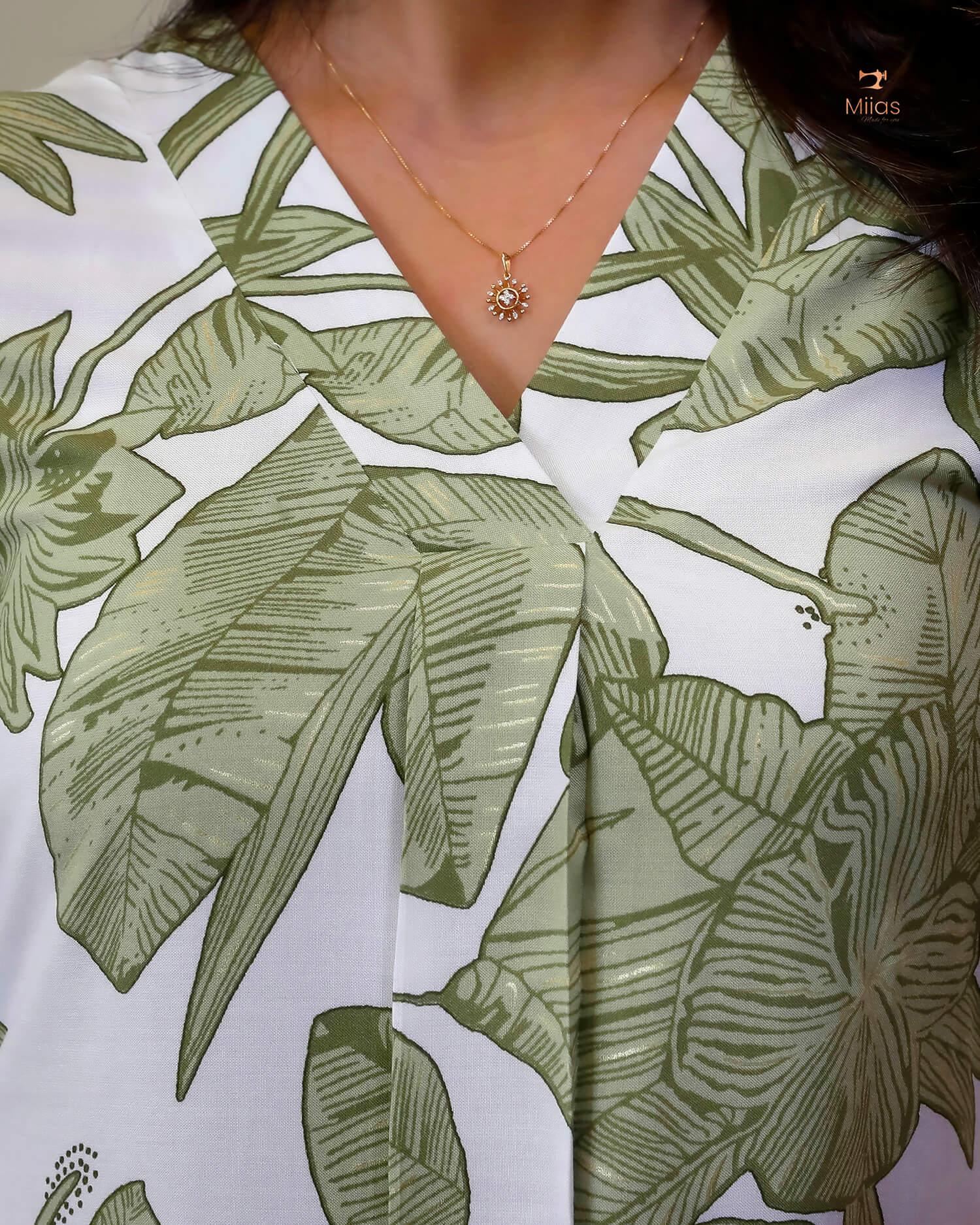 Imported Rayon Cotton A-Line Kurti with Flowing Fit & Side Pocket-White and Green