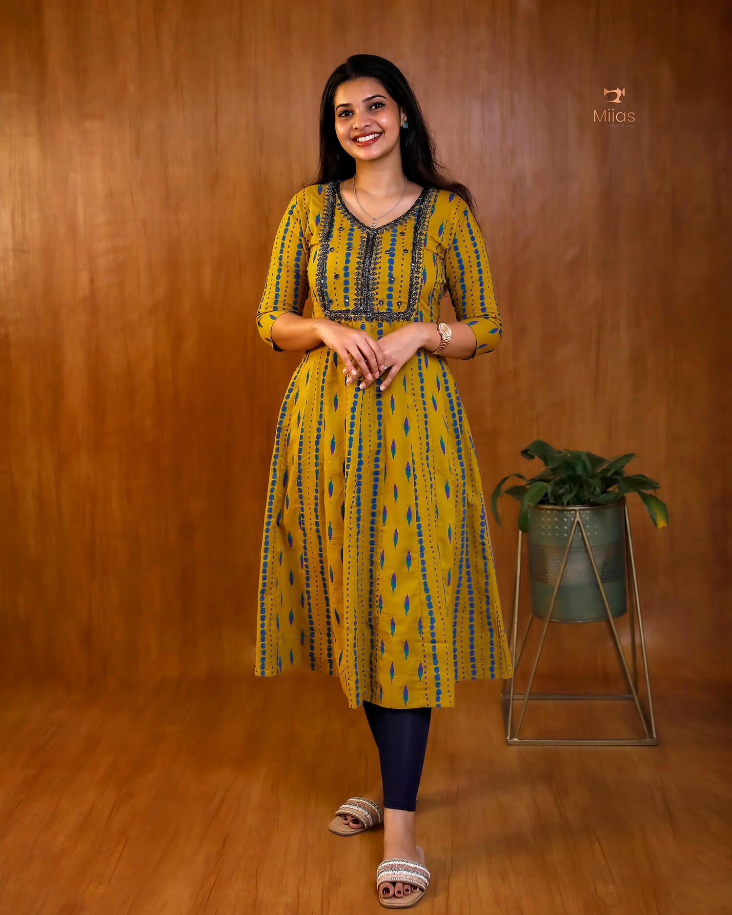 Panel-Cut Kurti | South Cotton | Heavy Bead & Mirror Work