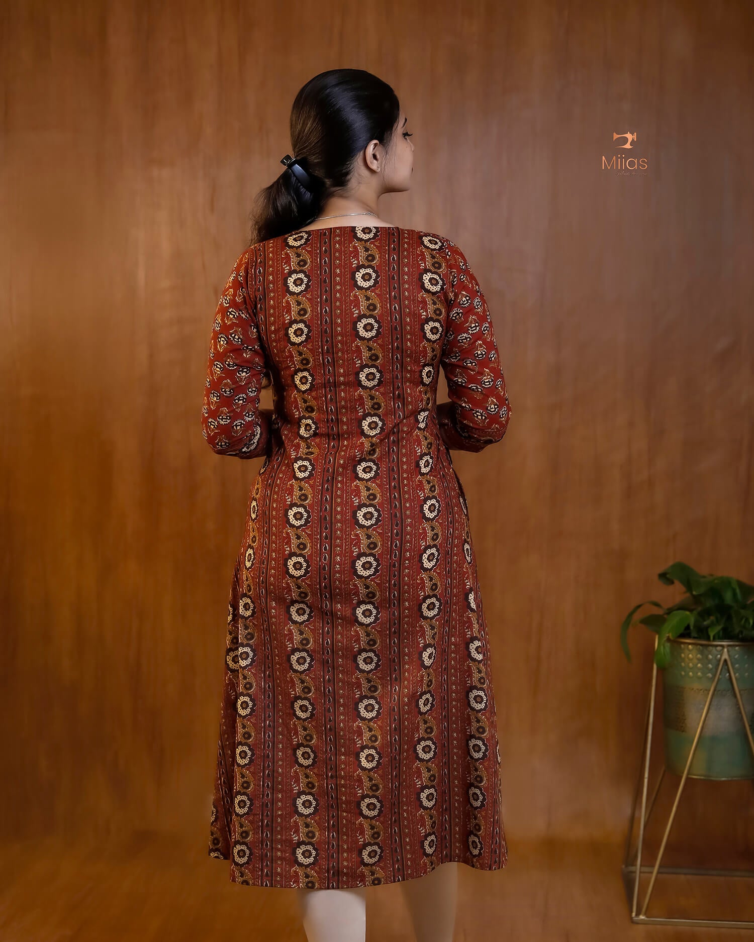 Artisan Mirror Work Ajrakh Kurti with Pocket