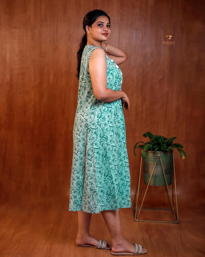 Cotton Maternity Dress with Pockets & Nursing Zips