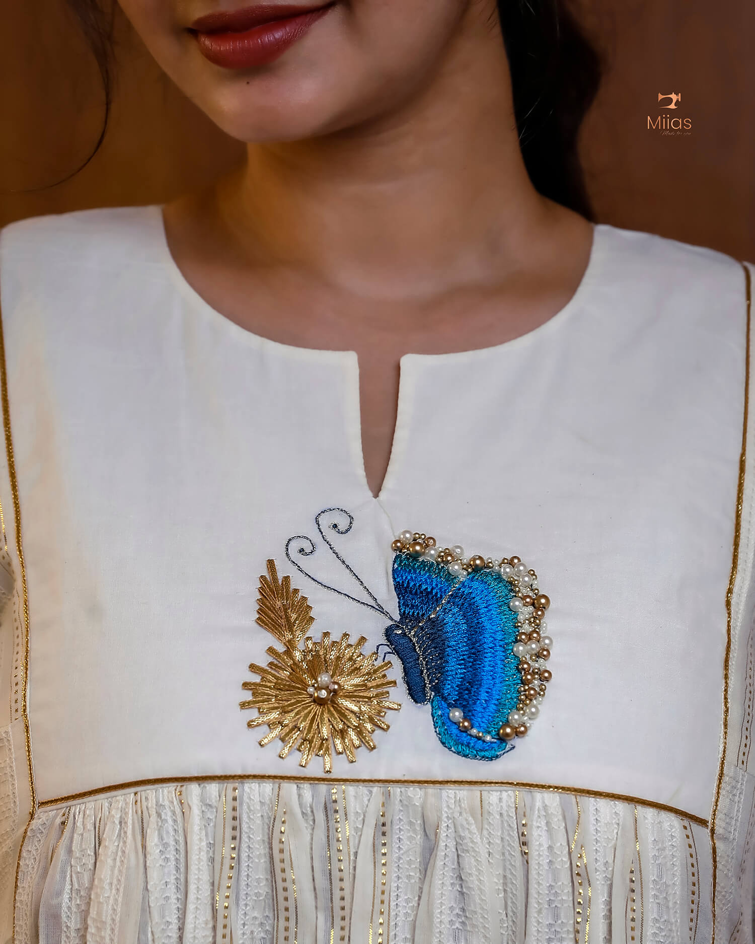 Elegant Cotton Kurti With Gota Patti Lace-Onam 2025