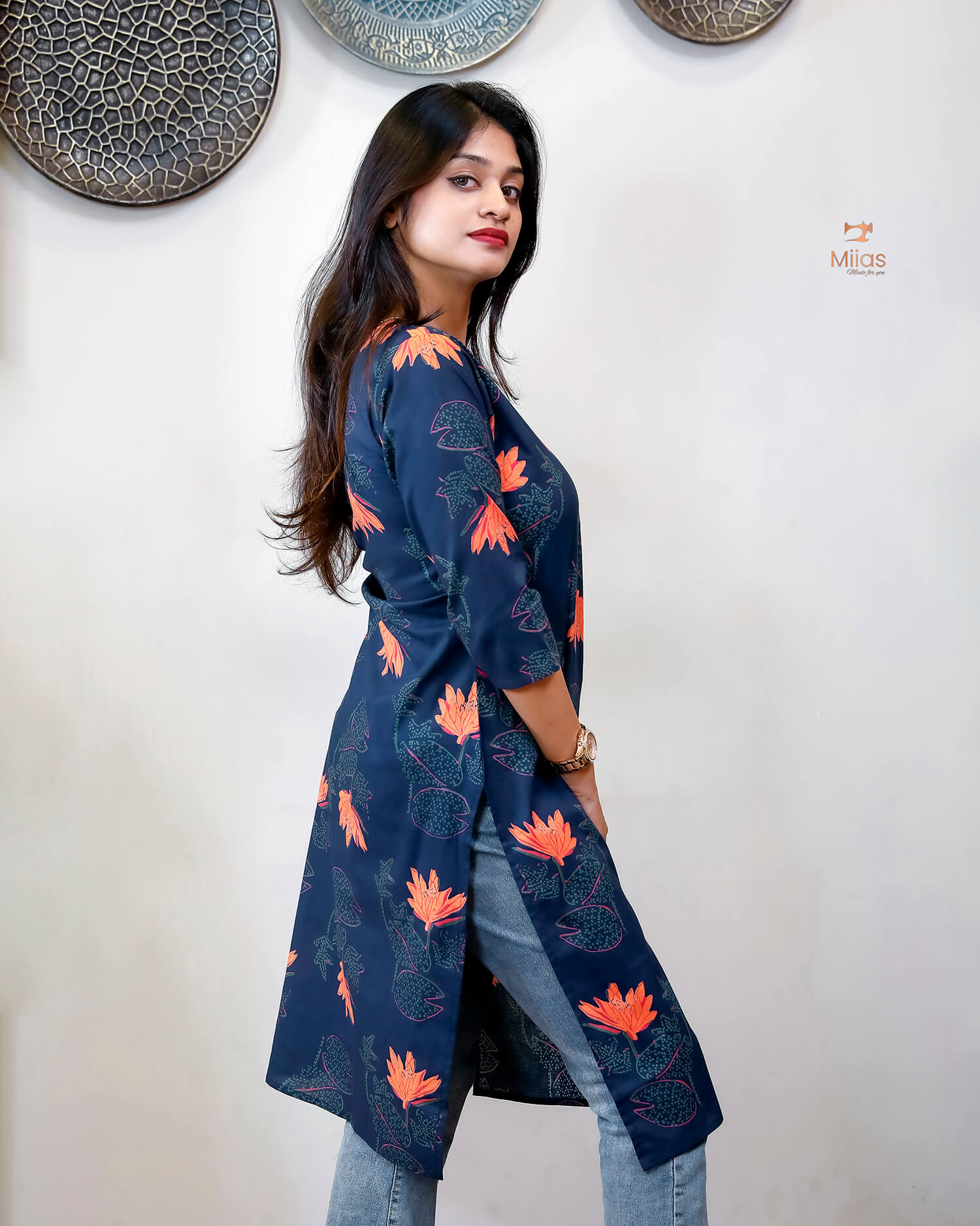 South Cotton Short Top - 40" Versatile Tunic or Mini Dress-Blue.