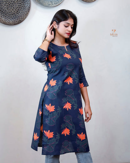 South Cotton Short Top - 40" Versatile Tunic or Mini Dress-Blue.