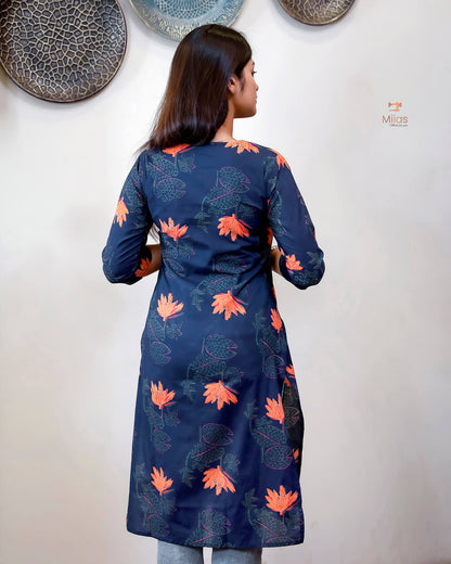 South Cotton Short Top - 40" Versatile Tunic or Mini Dress-Blue.