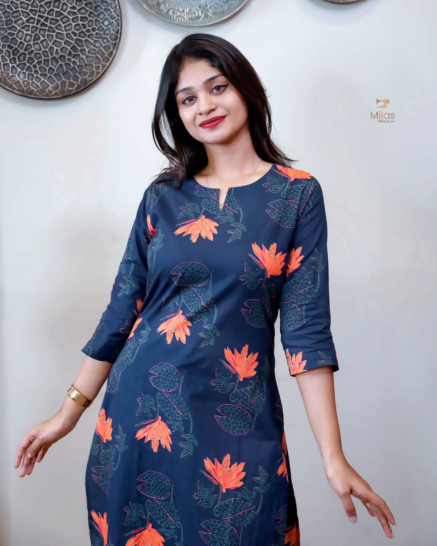 South Cotton Short Top - 40" Versatile Tunic or Mini Dress-Blue.