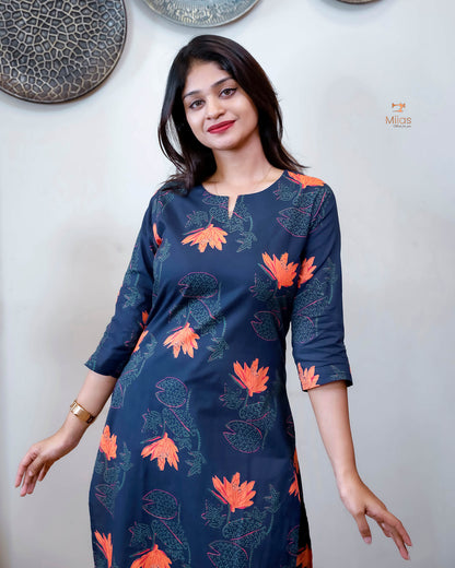 South Cotton Short Top - 40" Versatile Tunic or Mini Dress-Blue.