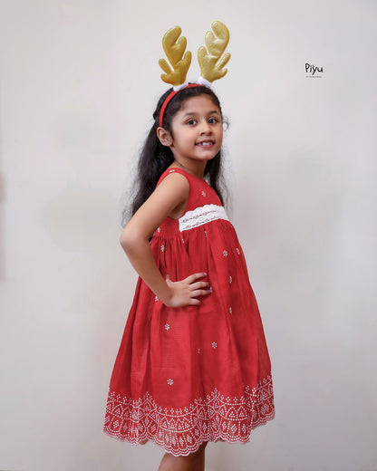 Embroidered Net Kota Frock | Enchanting Kids Dress