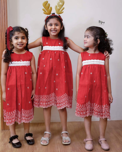 Embroidered Net Kota Frock | Enchanting Kids Dress