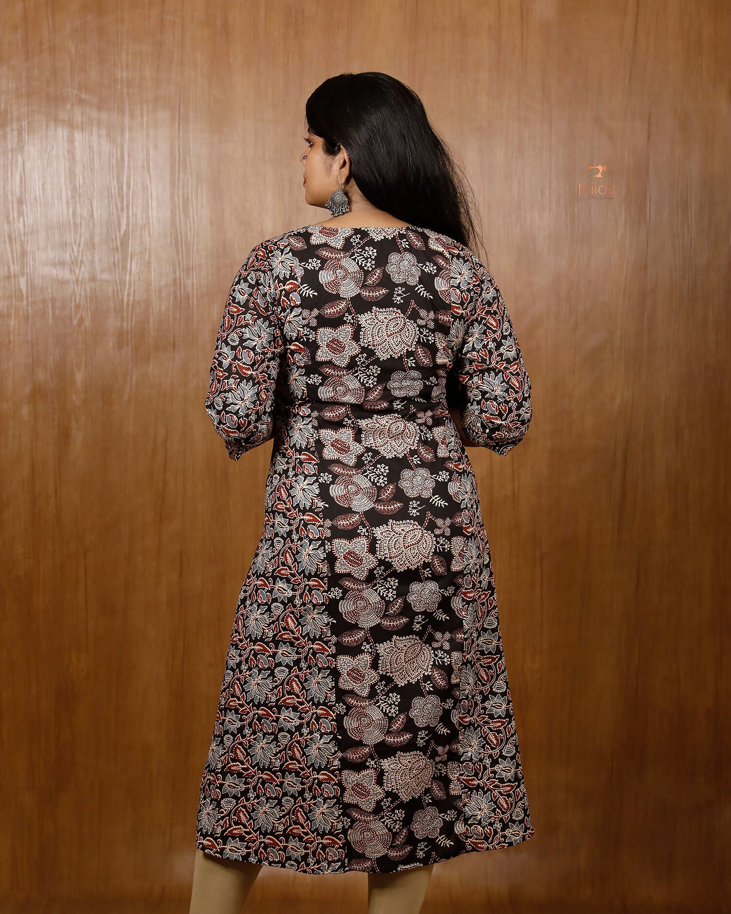 Printed Cotton 3-Panel Kurti with Mirror Work & Pocket