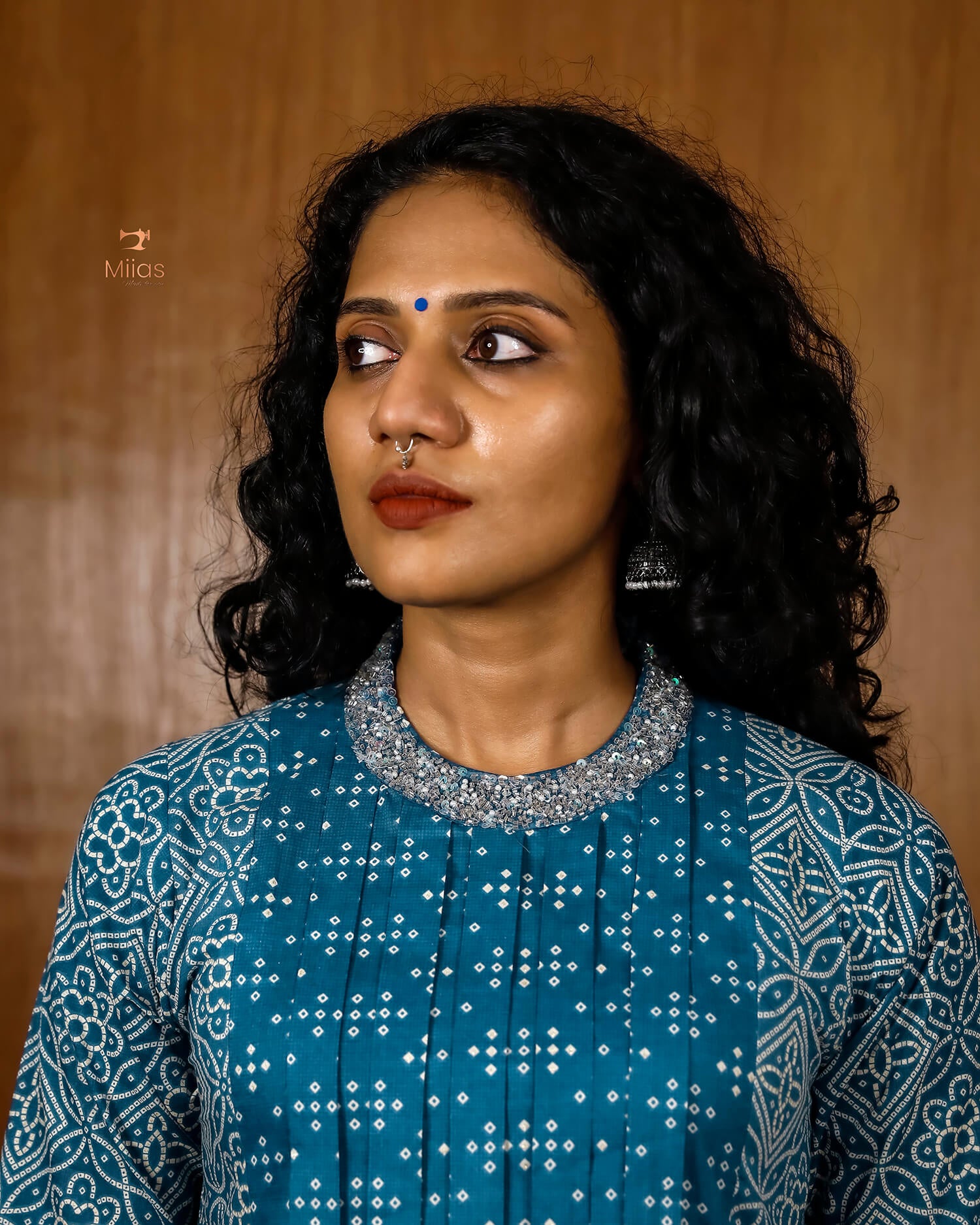 Printed Three Panel Kurti with Beaded Neck & Pocket