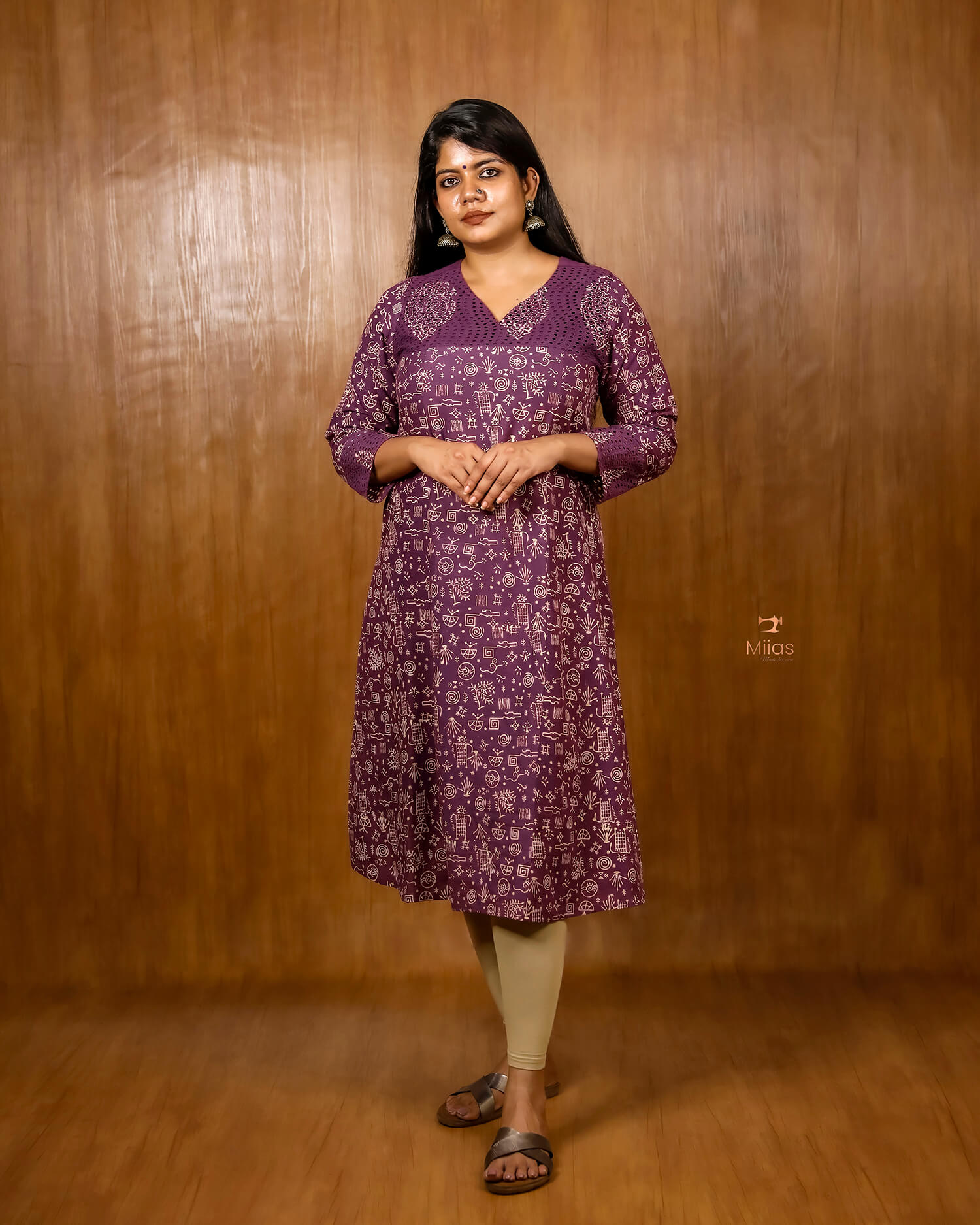 Hand Block Printed Cotton Kurti with Cutwork Detail