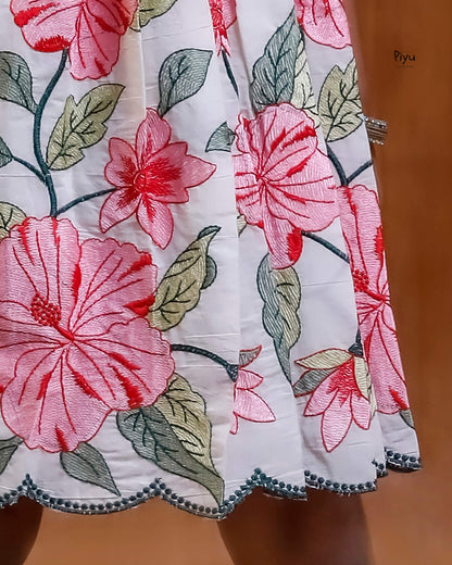 Soft Kora Cotton Embroidered Girls' Frock