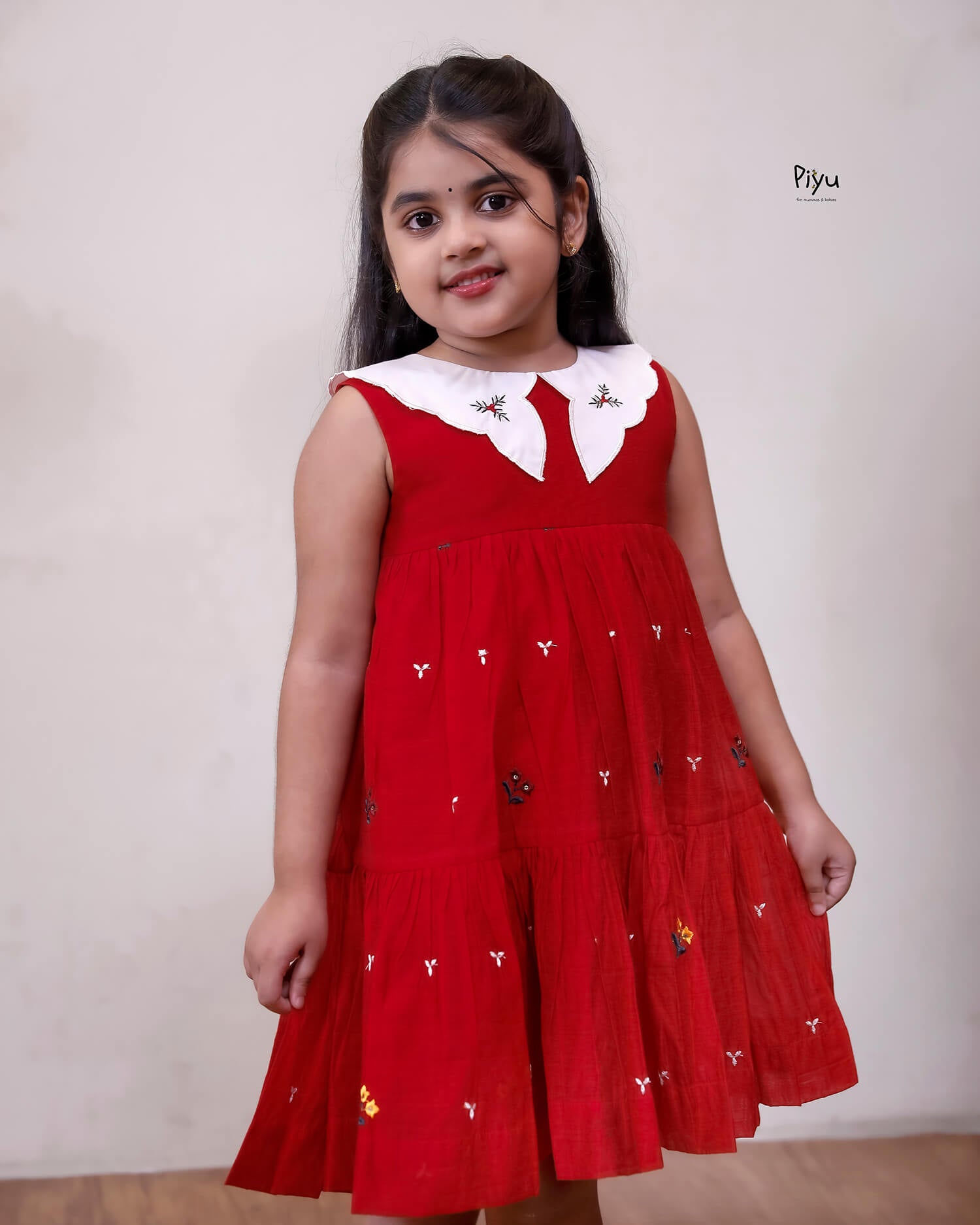 Embroidered Chanderi Silk Kids Frock, Festive Two-Layer Dress