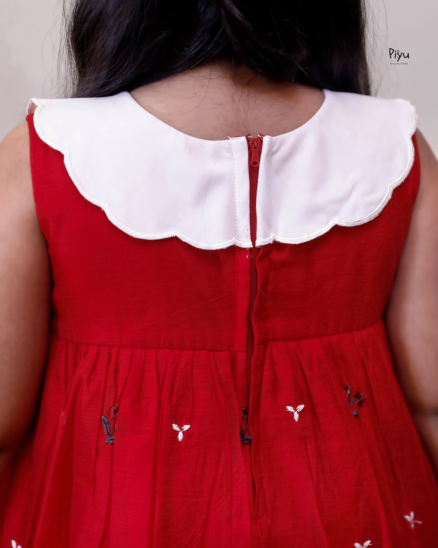 Embroidered Chanderi Silk Kids Frock, Festive Two-Layer Dress