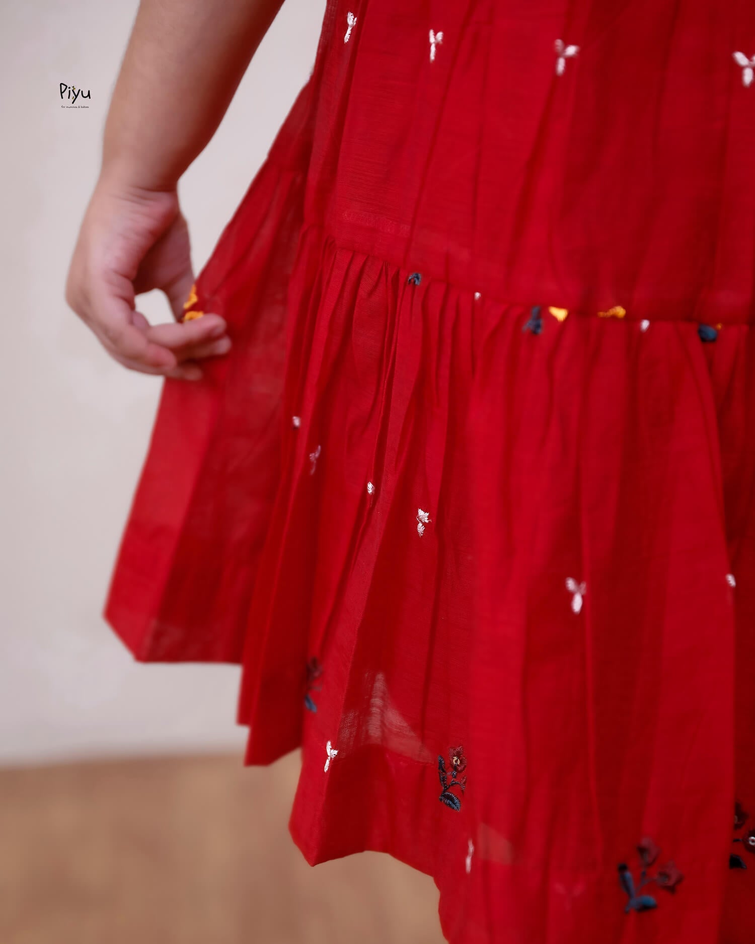 Embroidered Chanderi Silk Kids Frock, Festive Two-Layer Dress