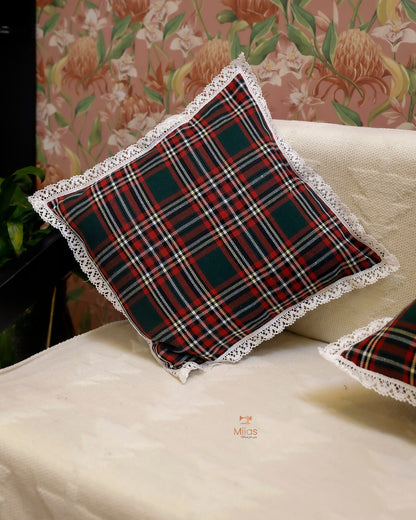 Flannel Square Cushion Covers - Cozy Plaid Christmas Collection
