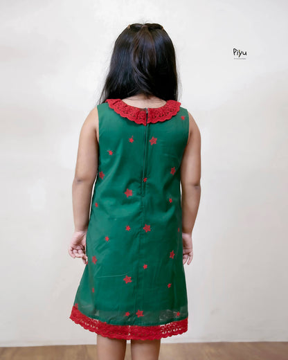Mul Chanderi A-Line Frocks: Embroidered & Lace-Trimmed