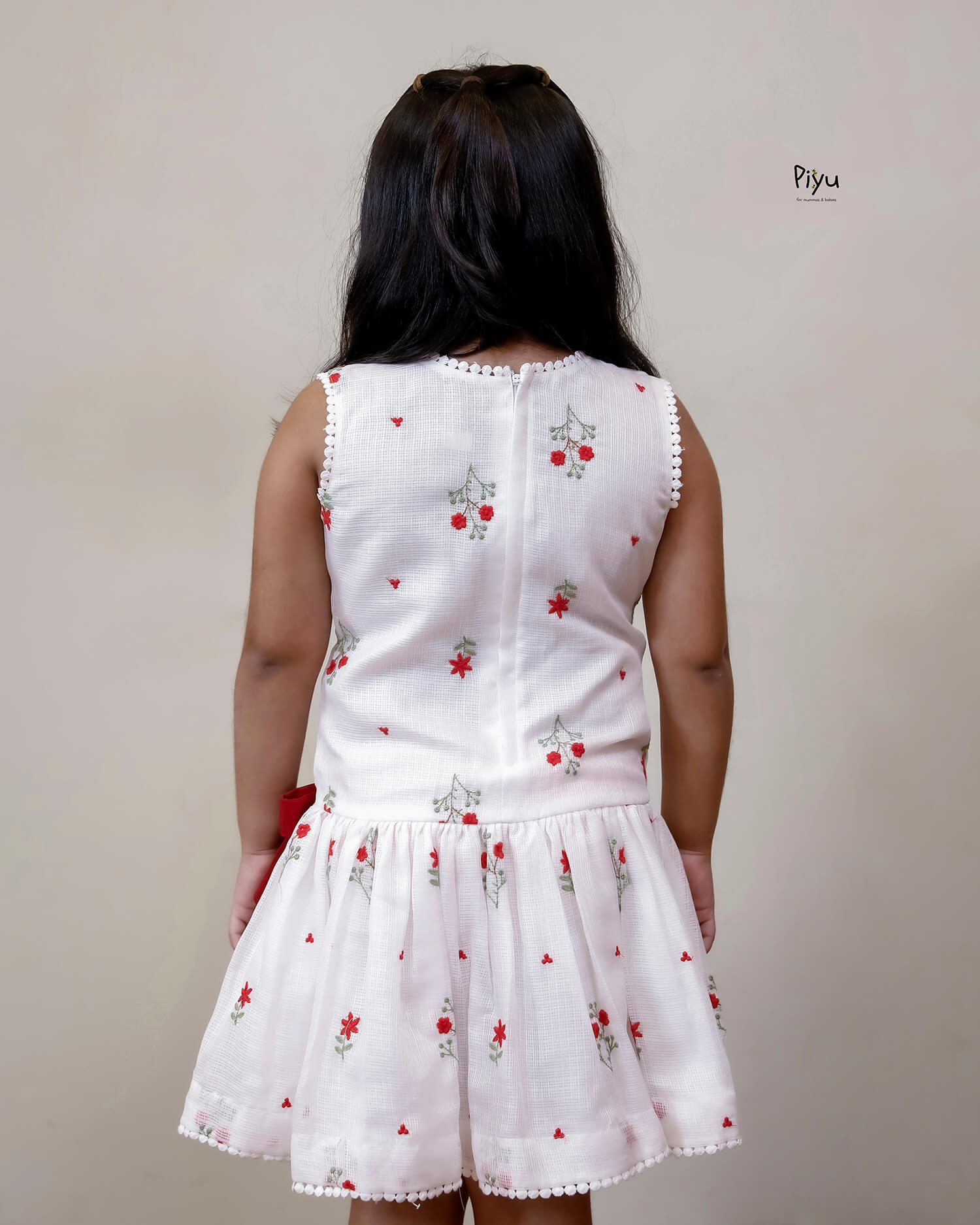Kota Frock: Embroidered Low-Waist Kids Dress with Lace