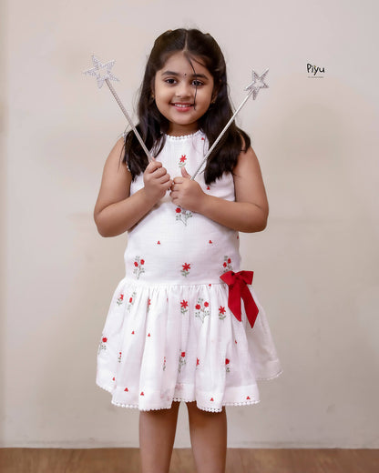 Kota Frock: Embroidered Low-Waist Kids Dress with Lace
