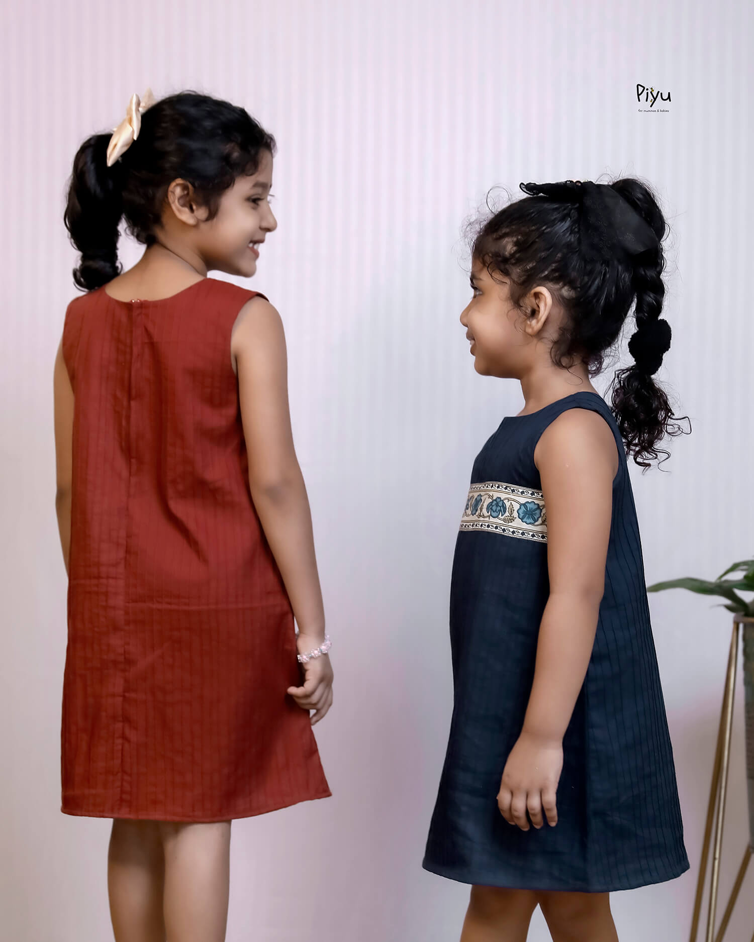 Cotton A-Line Frock with Contrast Print & Pintucks