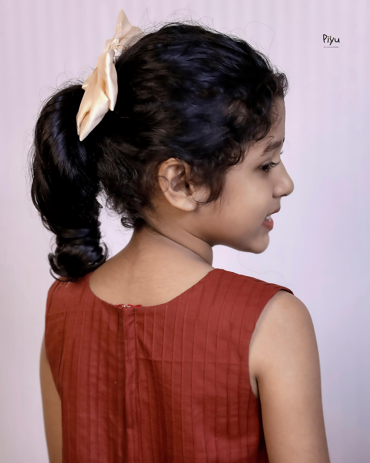 Cotton A-Line Frock with Contrast Print & Pintucks